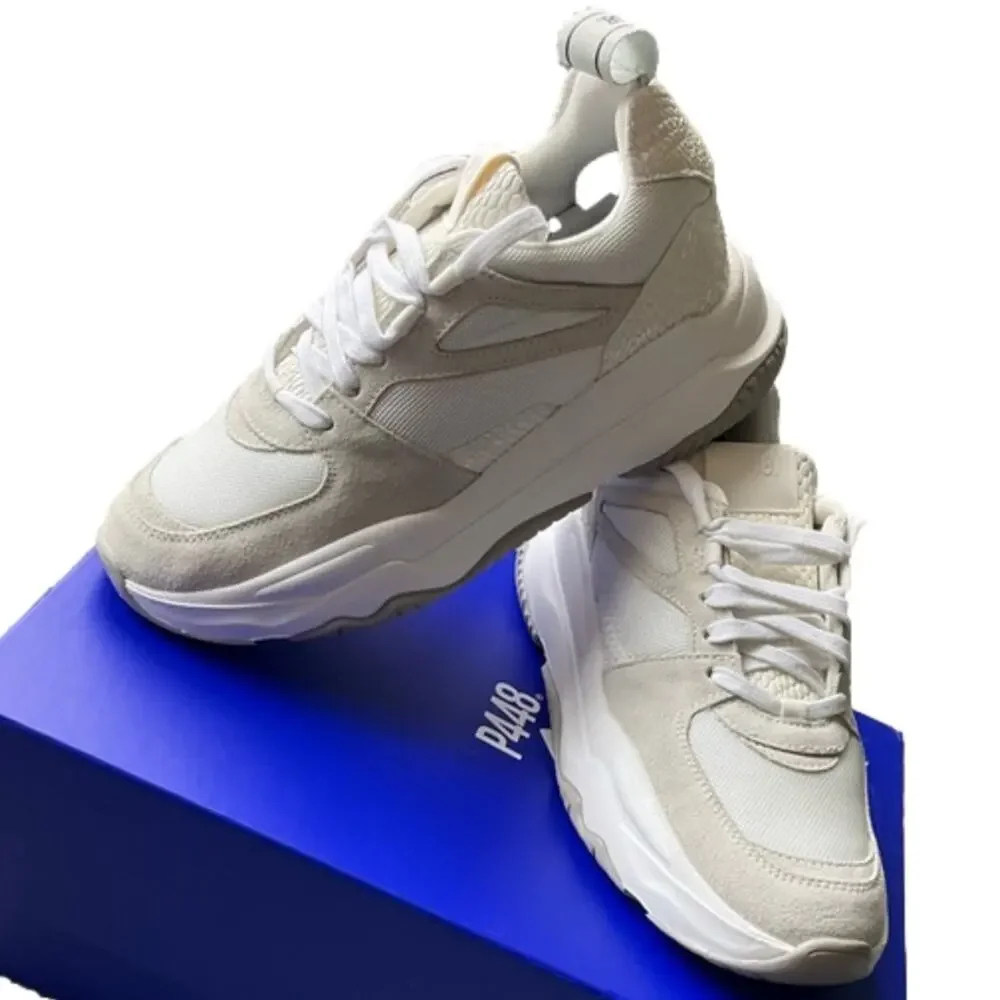P448 Women's Bambi Sneakers in White Size 7 EUR 37 NEW NIB
